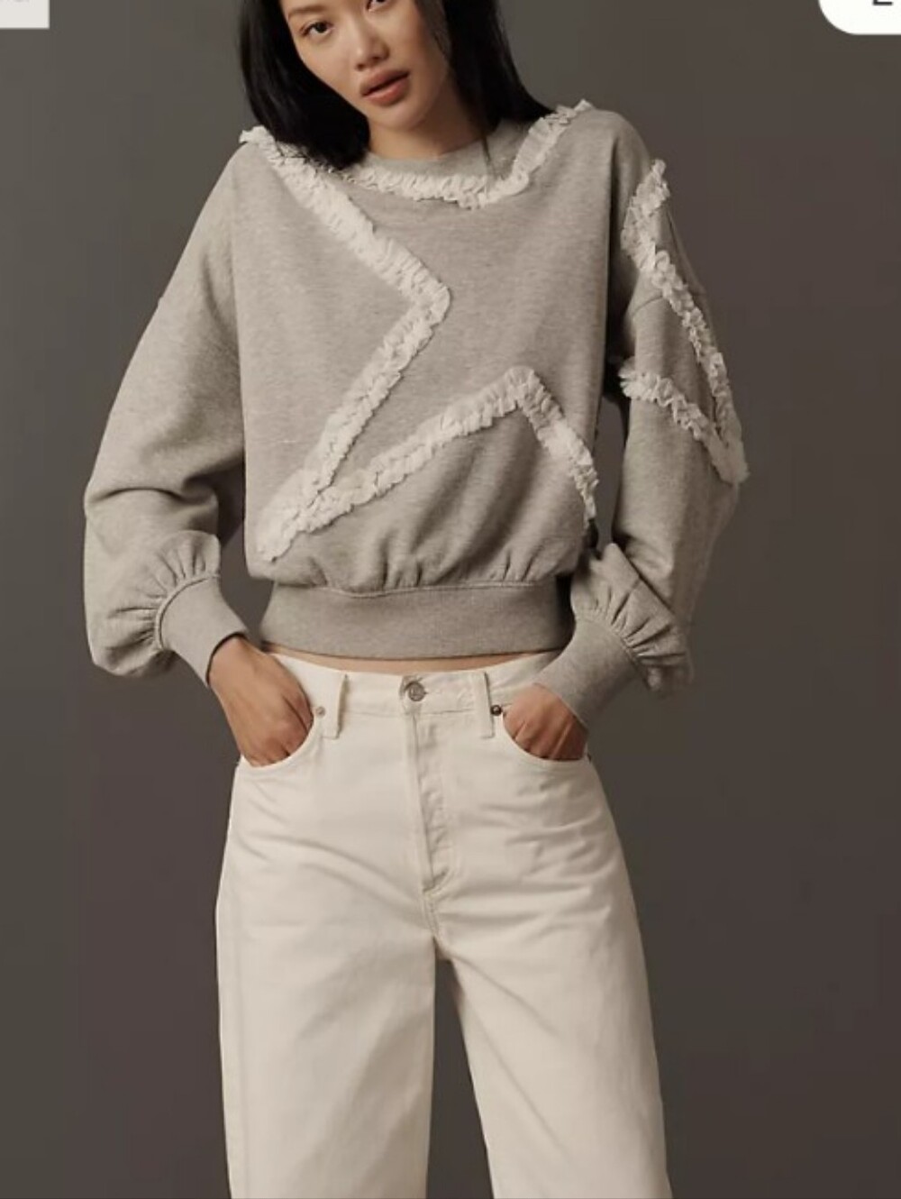 Maeve Textured Star Pullover Sweatshirt NWT Anthropologie